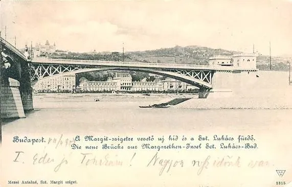 1900, a Margitszigetre vezető szárnyhíd, Margitsziget